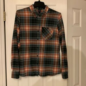 Patagonia Women’s Cascade Plaid Smolder Blue W's Heywood Flannel Shirt SZ 4